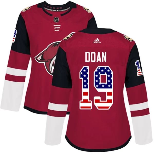 Damen Arizona Coyotes Trikot Shane Doan 19 Rot USA Flag Fashion Authentic